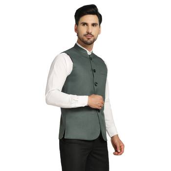 men green solids nehru jacket 2