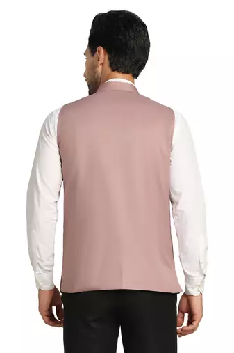 men pink solid nehru jacket