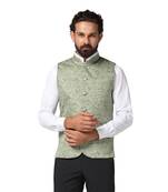 men green printed nehru jacket