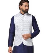 men white printed nehru jacket