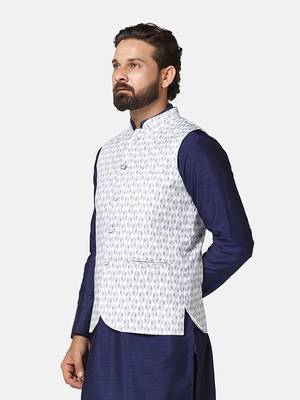 men white printed nehru jacket 2
