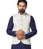 men white printed nehru jacket