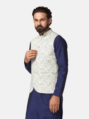 men white printed nehru jacket 2