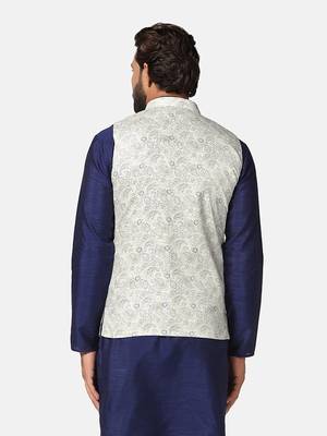 men white printed nehru jacket 4