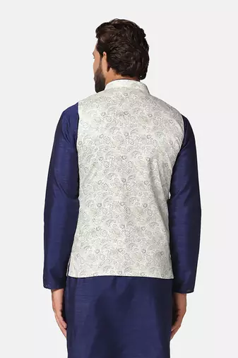 men white printed nehru jacket