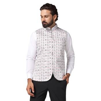 men pink printed nehru jacket 1