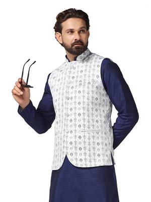 men green cotton printed nehru jacket 1