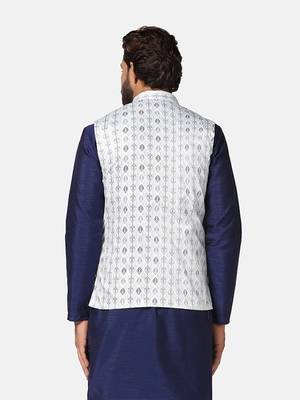 men green cotton printed nehru jacket 4