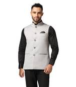 men light grey solid  nehru jacket