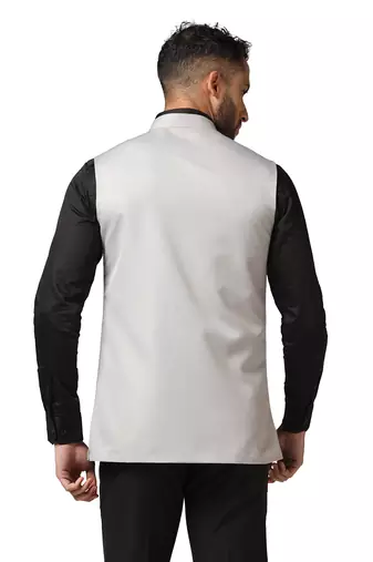 men light grey solid  nehru jacket