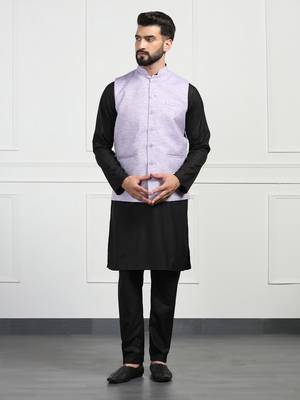 Men purple linen nehru jackets 1