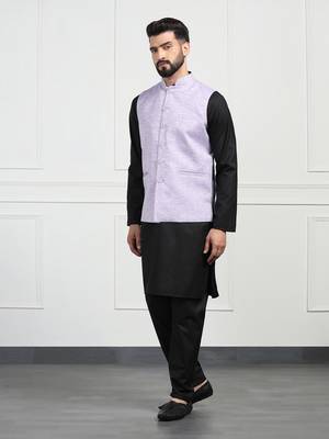 Men purple linen nehru jackets 2