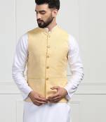 Men yellow linen modi jackets