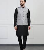 Men grey linen nehru jackets
