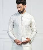 Men white embroidered jacket
