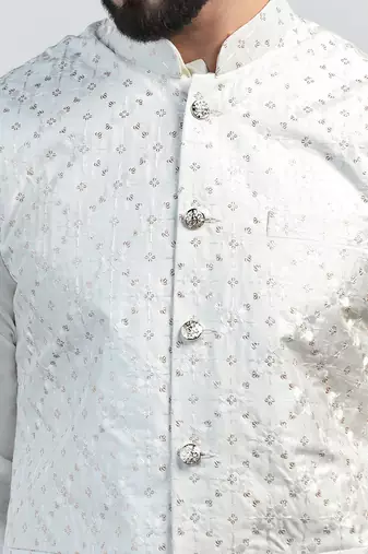 Men white embroidered jacket