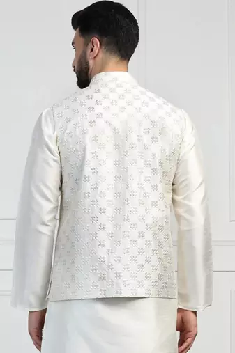 Men white embroidered jacket