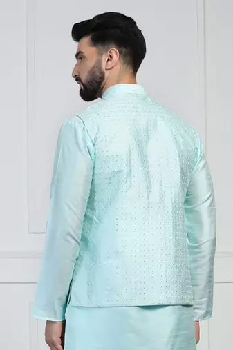 Men blue embroidered jacket