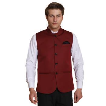 Men maroon nehru jacket 1