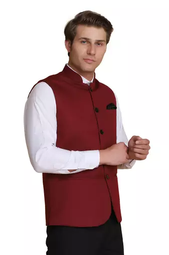 Men maroon nehru jacket