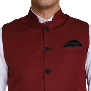 Men maroon nehru jacket 4