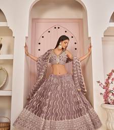 Mesmerizing Onion Pink Butterfly Net White Cotton Thread Zari Sandwich Sequence Work Lehenga Choli For Wedding
