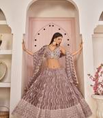 Mesmerizing Onion Pink Butterfly Net White Cotton Thread Zari Sandwich Sequence Work Lehenga Choli For Wedding
