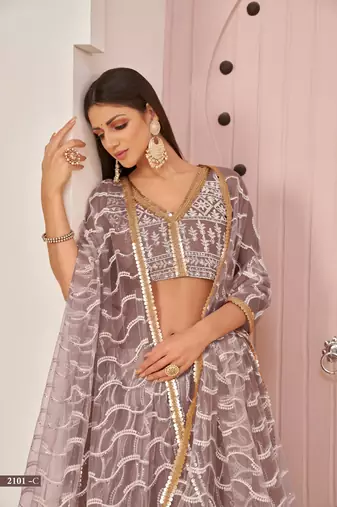 Mesmerizing Onion Pink Butterfly Net White Cotton Thread Zari Sandwich Sequence Work Lehenga Choli For Wedding