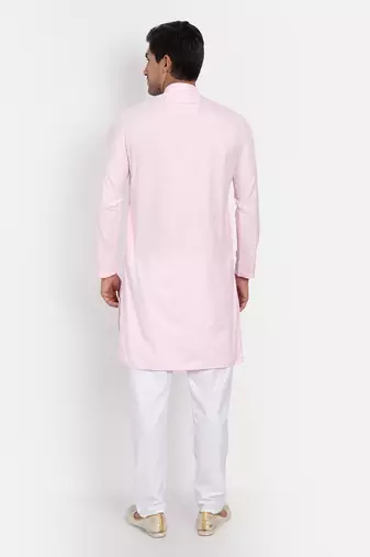 Men pink kurta pyjama set