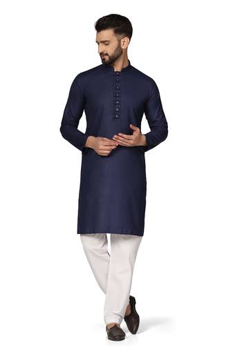 Men purple solid kurta pyjama set