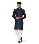 Men purple solid kurta pyjama set