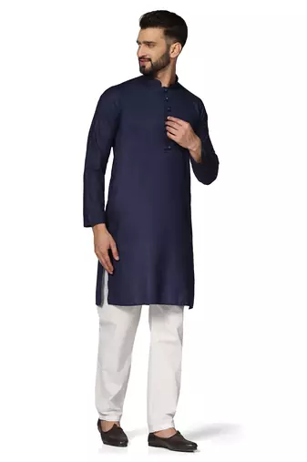 Men purple solid kurta pyjama set