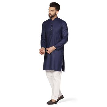Men purple solid kurta pyjama set 3