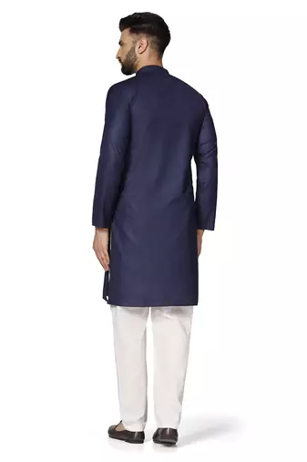 Men purple solid kurta pyjama set