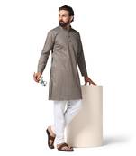 Men brown printed kurta pyjama set