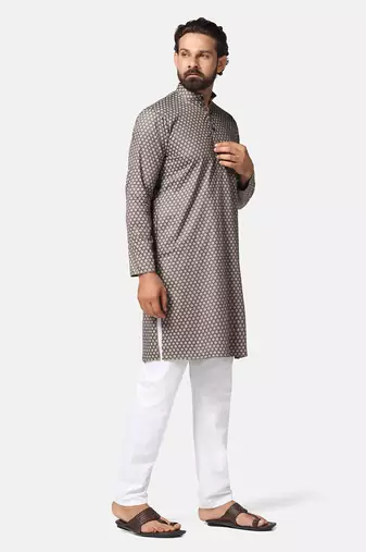 Men brown printed kurta pyjama set