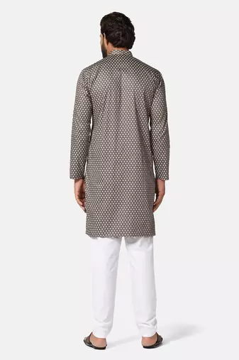Men brown printed kurta pyjama set
