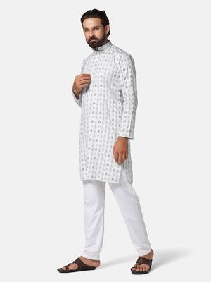 Men green printed kurta pyjama set 2