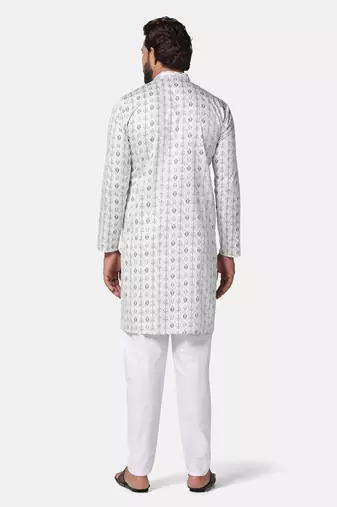 Men green printed kurta pyjama set