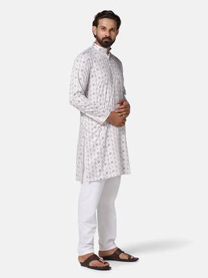 Men pink printed kurta pyjama set 3