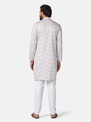 Men pink printed kurta pyjama set 4