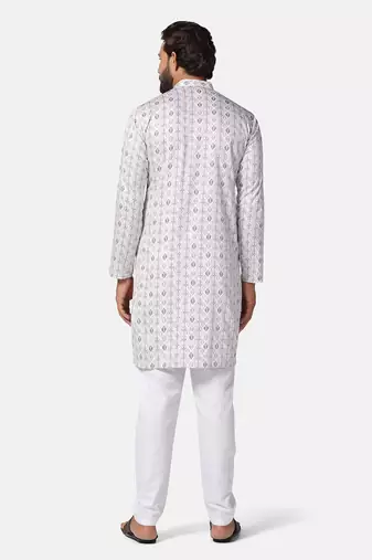 Men pink printed kurta pyjama set