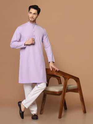 Men solid purple kurta pyjama set 1