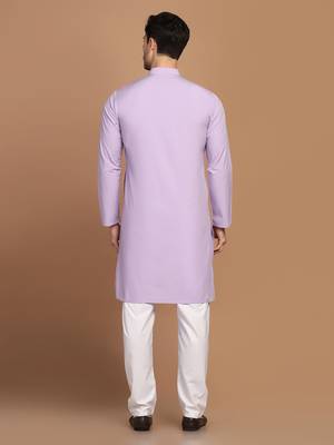 Men solid purple kurta pyjama set 4