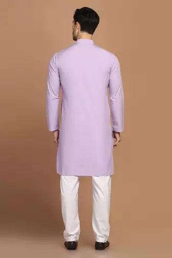 Men solid purple kurta pyjama set