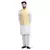 Men yellow linen nehru jacket with white kurta pajyama