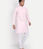 Men pink solid kurta