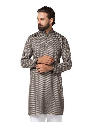 Men brown printed kurta 1