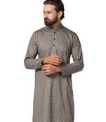 Men brown printed kurta