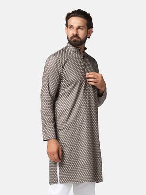 Men brown printed kurta 3